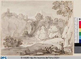 Hügelige mit Bäumen bewachsene Landschaft