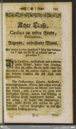 Achte Classe, Caustica, ... Aetzende, anfressende Mittel