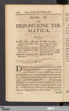 Membr. III. De Dispositione Thematica