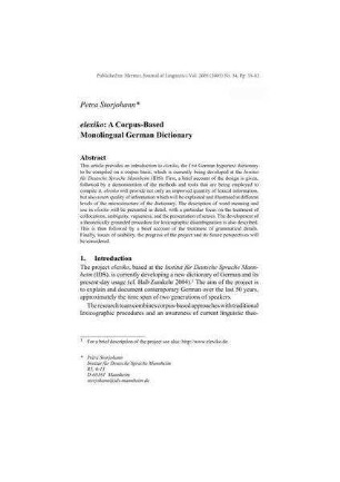elexiko – A Corpus-Based Monolingual German Dictionary