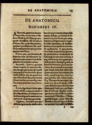 De Anatomicis. Discursus IV.