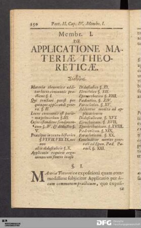 Membr. I. Applicatione Materiæ Theoreticæ