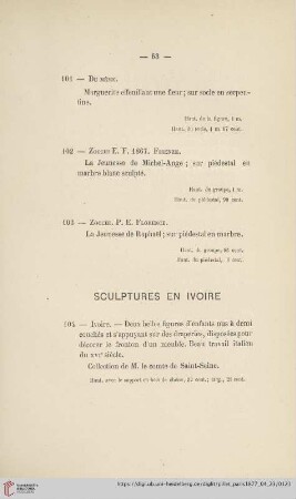 Sculptures en Ivoire (Nr. 104 - 112)