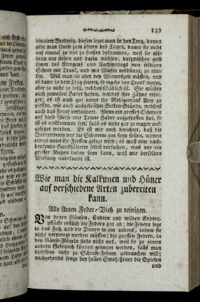 Wie man die Kalkunen und Hüner auf verschiedene Arten zubereiten kann.