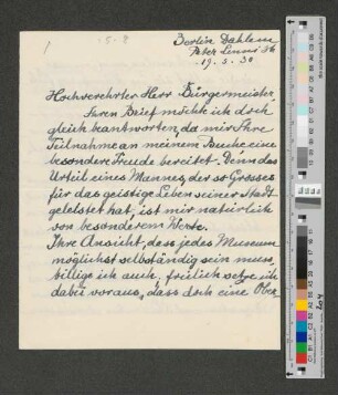 Brief an Werner von Melle