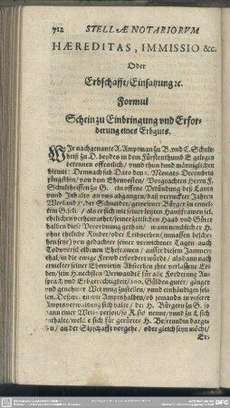 Haereditas, Immissio [et]c. Oder Erbschafft, Einsatzung [et]c