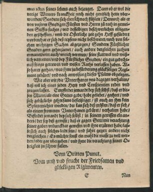 Vom Dritten Punct. Vom nutz und frucht der Friedsamen und glückligen Rigimenten.