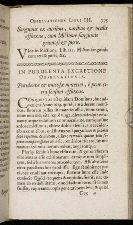 In Purulenta Excretione Observationes