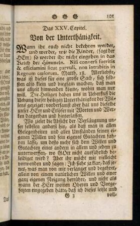 101-109, Das XXV. Capitel