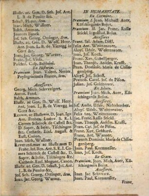 Nomina litteratorum, qui in Electorali et Academico Gymnasio Ingolstadiensi Soc. Jesu ... vel praemiis donati sunt, vel proxime accesserunt, nec non eorum, qui intra annum ... doctrina eminuerunt. 1734