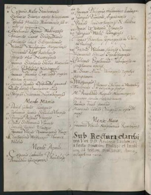 Sommerhalbjahr 1589. Rektorat Andreas Laubmaier