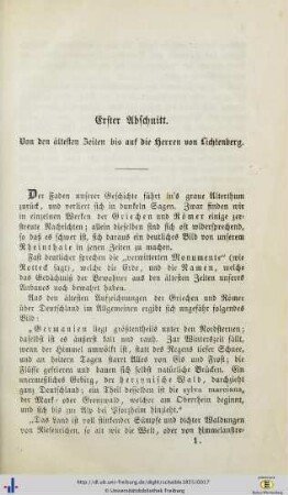 Erster Abschnitt. Von den ältesten Zeiten bis auf die Herren von Lichtenberg