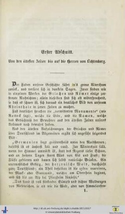 Erster Abschnitt. Von den ältesten Zeiten bis auf die Herren von Lichtenberg