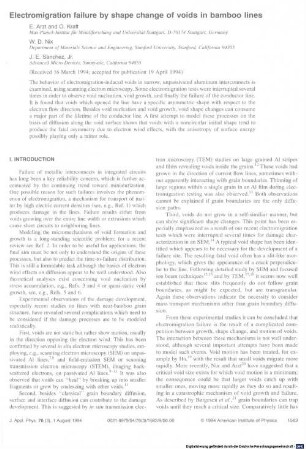 Electromigration failure by shape change of voids in bamboo lines