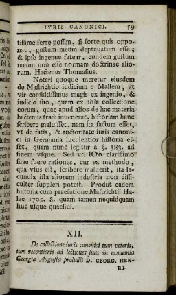XII. De collectione iuris coninici tum veteris, tum recentioris ad lectiones suas in academia Georgia Augusta proludit d. Georg. Henricus Ayrer[...]
