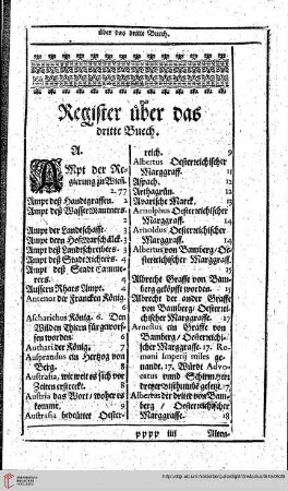 Register über das dritte Buech.