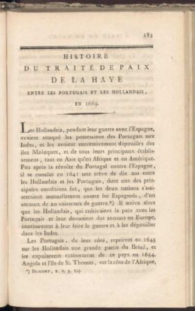 IV. Histoire du traité de paix de la Haye