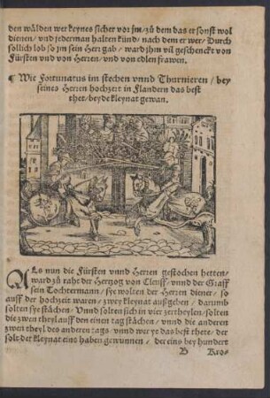 Wie Fortunatus im stechen unnd Thurnieren ... beyde kleynat gewan.