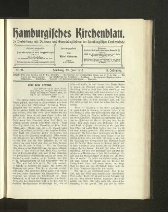 Nr. 26. Hamburg, 25. Juni 1911. 8. Jahrgang.