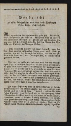 Vorbericht zu allen bisherigen und etwa noch künftigen Teilen dieses Briefwechsels