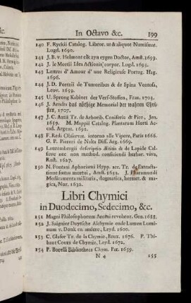 199-203, Libri Chymici in Duodecimo, Sedecimo, & c.