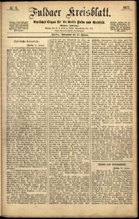 Erste Ausgabe vom Samstag, den 27. Januar 1877.