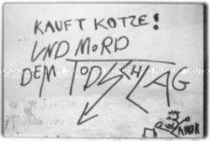 Graffiti: "Kauft Kotze! Und Mord dem Todschlag!" (Altersgruppe 18-21)