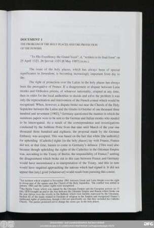 Document 1 The Problem Of The Holy Places And The Protection Of The Powers