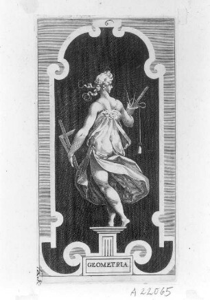 Die Geometrie : Kilian, Lucas (Stecher): Die Geometrie. Kupferstich; 163 x 85 mm. Dresden: Kupferstich-Kabinett A 22065