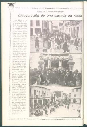 Notas de la actualidad gallega : Inauguración de una escuela en Sada