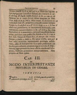 Cap. III. De Modo Interpretandi Privilegia In Genere.