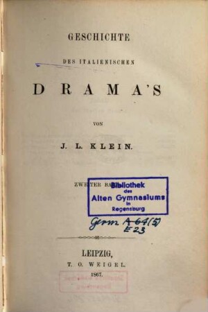 Geschichte des italienischen Drama's, 2