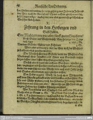X. Zehrung in den Herbergen und GastHöfen
