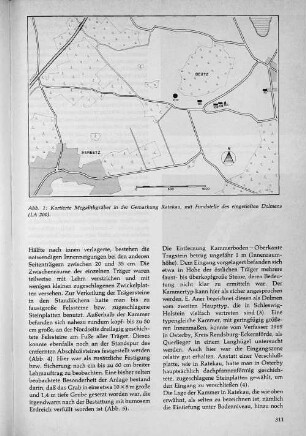 Abb. 1: Kartierte Megalithgräber in der Gemarkung Ratekau, mit Fundstelle des eingetieften Dolmens (LA 200).