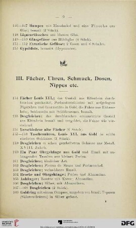 Fächer, Uhren, Schmuck, Dosen, Nippes (Nr. 154-264-265)