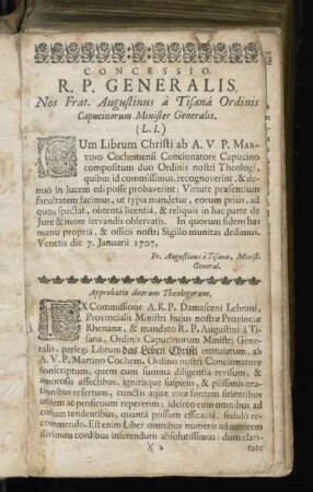 Concessio R. P. Generalis ...