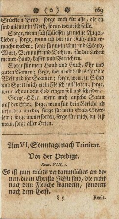 Am VI. Sonntage nach Trinitat.