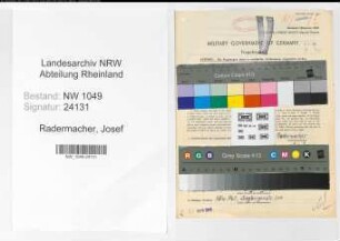 Entnazifizierung Josef Radermacher , geb. 27.08.1881 (Werkmeister)
