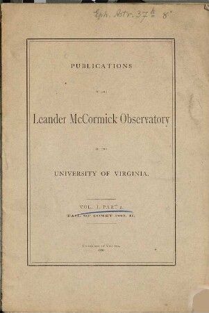 Publications of the Leander McCormick Observatory. 1. 1886, P. 2