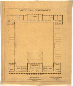 Billing, Hermann; Karlsruhe (Baden-Württemberg); Akademiegebäude - Grundriss OG