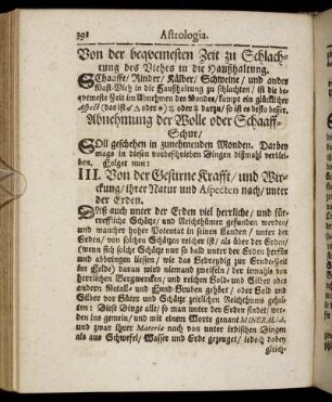 III. Von der Gestirne Krafft, und Wirckung, ihrer Natur und Aspecten nach, unter der Erden.