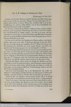 August Wilhelm von Schlegel an Helmina von Chézy, Chaumont, 25.05.1810