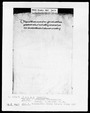 Sakramentar: Fragment eines Gebetes