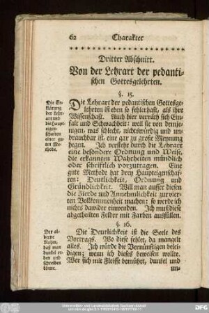 Dritter Abschnitt. Von der Lehrart der pedantischen Gottesgelehrten.
