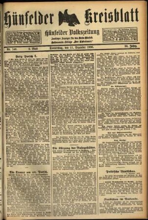 Zweite Ausgabe vom Donnerstag, den 11. Dezember 1930.