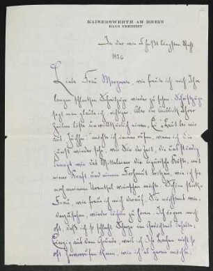 Brief von Herbert Eulenberg an Margarete Hauptmann