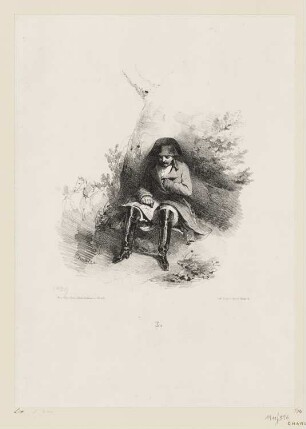 Napoleon am Baum sitzend