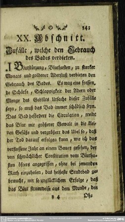 XX. Abschnitt. Zufälle, welche den Gebrauch des Bades verbieten