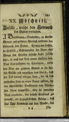 XX. Abschnitt. Zufälle, welche den Gebrauch des Bades verbieten