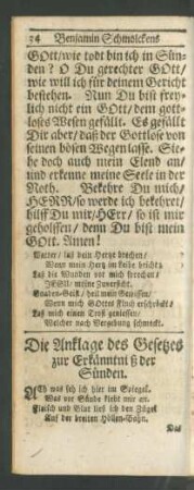 Die Anklage des Gesetzes zur Erkänntniß der Sünden